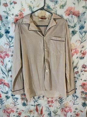 Vintage Nightshirt Shirt in Beige with Contrast Trim
